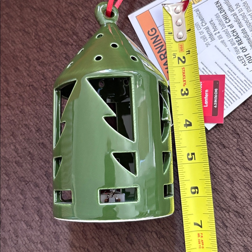 🆕2 Glazed Ceramic Pine Tree Cutout Lanterns - Picture 4 of 5